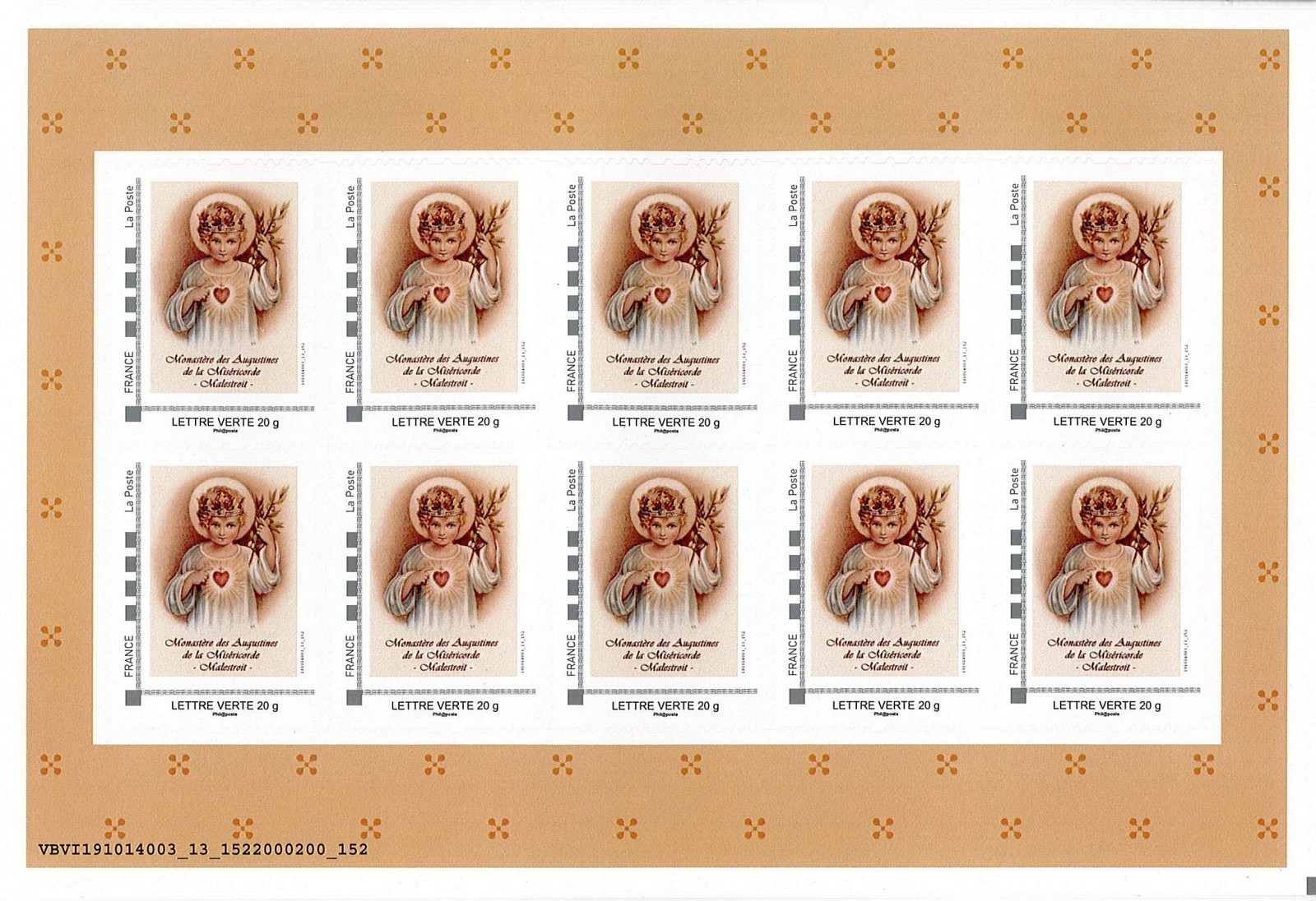 Carnet de timbres Jésus roi d’amour